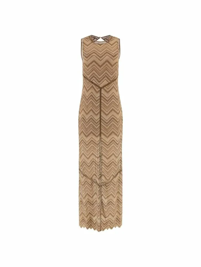 Women Macram Long Dress Brown Guess Dresses And Jumpsuits
