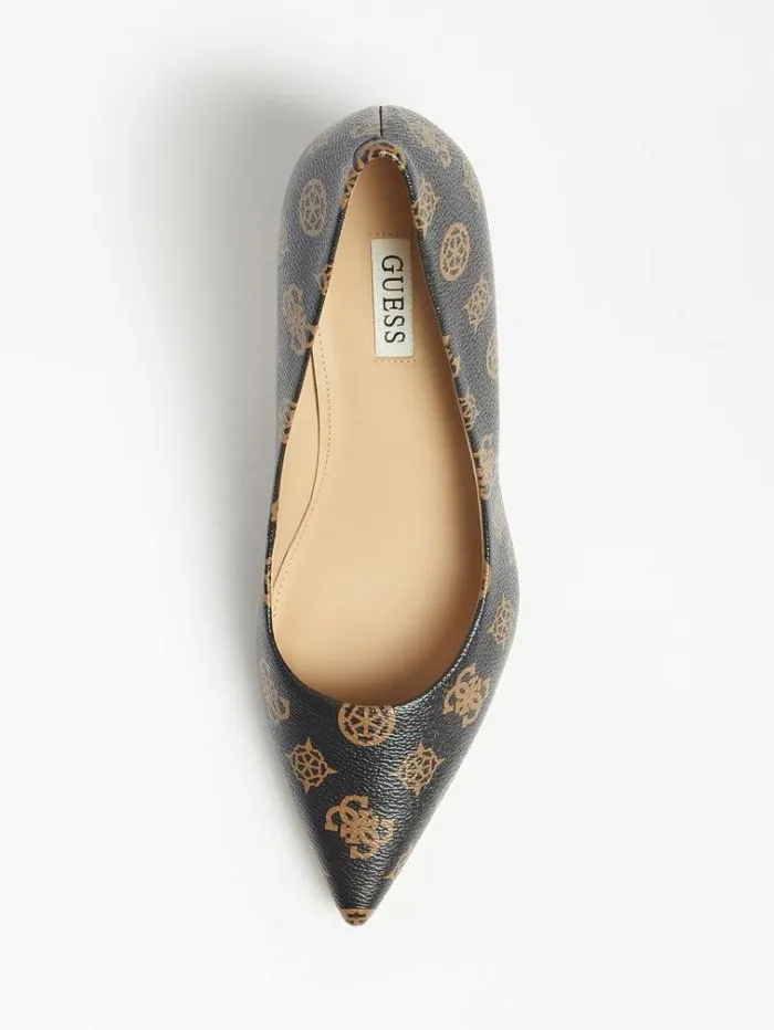 Women Maive 4g Peony Logo Court Shoe Brown Guess Heels