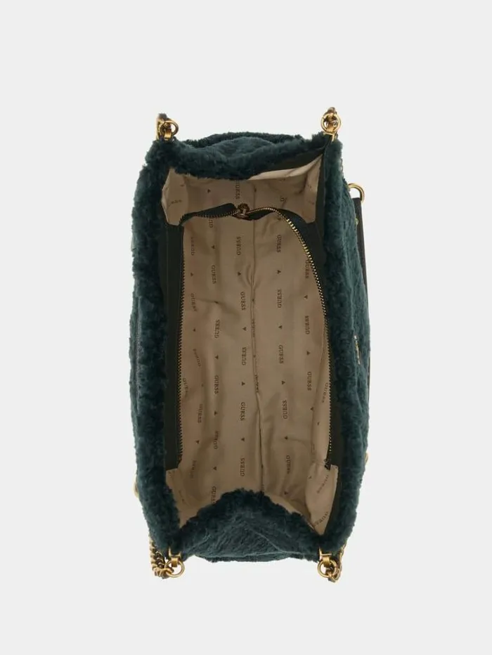 Women Maranta Faux Fur Shopper Green Guess Shoppers