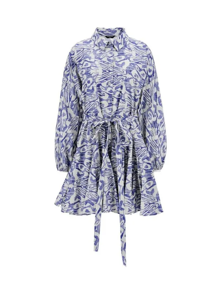 Women Marciano All Over Print Chemisier Dress Blue Multi Guess Dresses And Jumpsuits