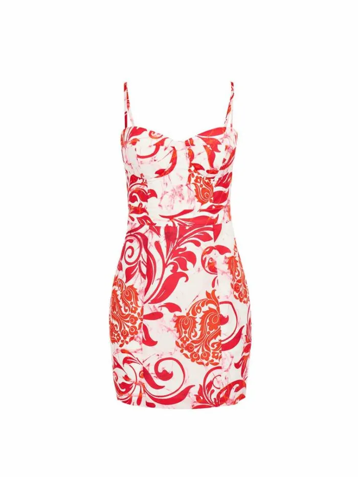 Women Marciano All Over Print Dress Red Multi Guess Dresses And Jumpsuits