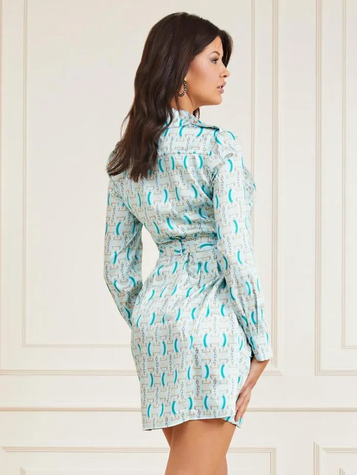 Women Marciano All Over Print Dress Shades Of Blue Guess Dresses And Jumpsuits
