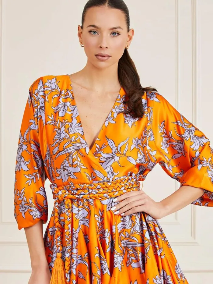 Women Marciano All Over Print Dress Shades Of Orange Guess Dresses And Jumpsuits