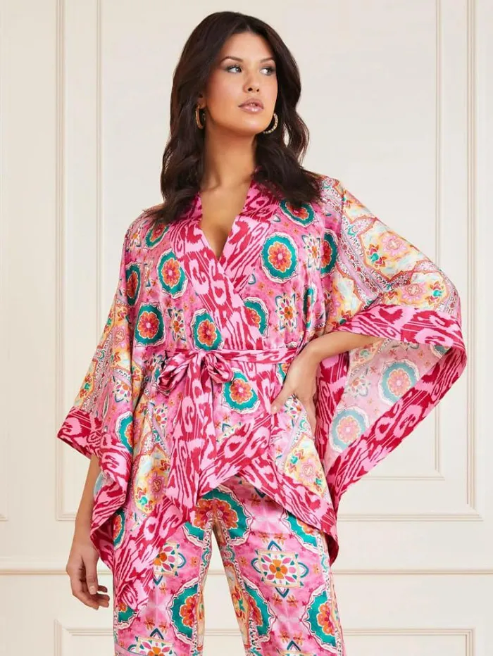 Women Marciano All Over Print Kimono Multicolor Pattern Guess Tops And Shirts
