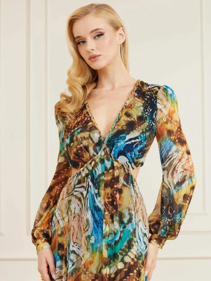 Women Marciano All Over Print Long Dress Multicolor Pattern Guess Dresses And Jumpsuits