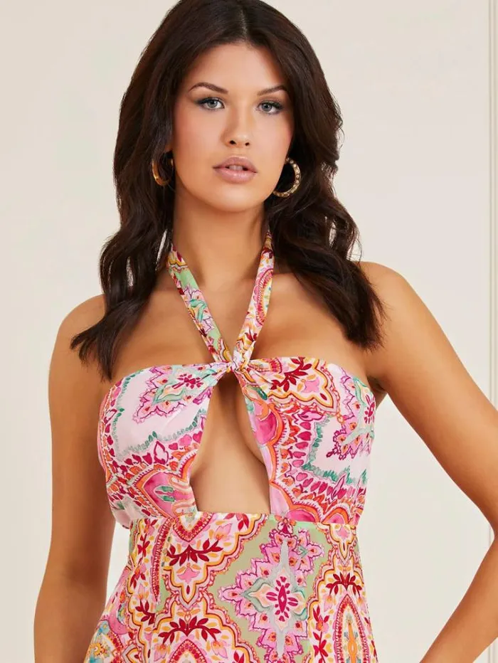 Women Marciano All Over Print Maxi Dress Multi Pink Guess Dresses And Jumpsuits