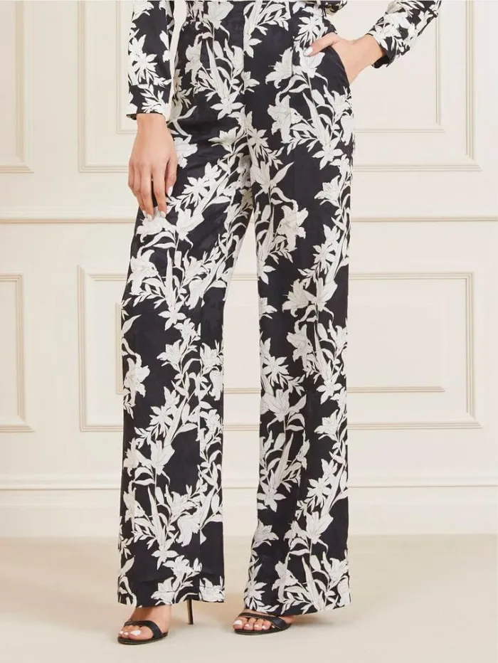 Women Marciano All Over Print Pants Black Multi Guess Trousers