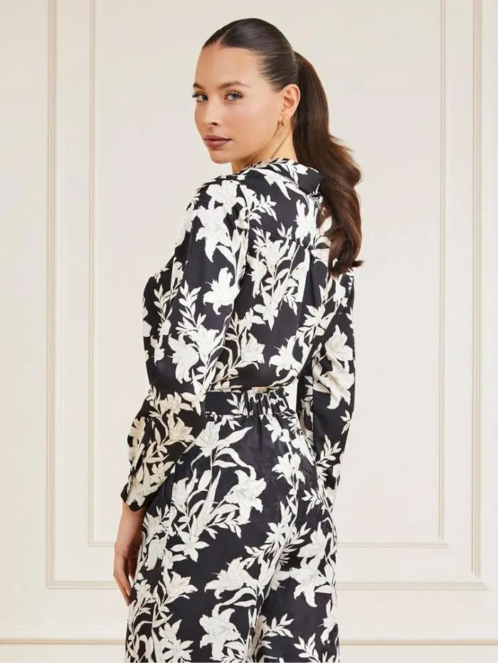 Women Marciano All Over Printed Shirt Black Multi Guess Tops And Shirts