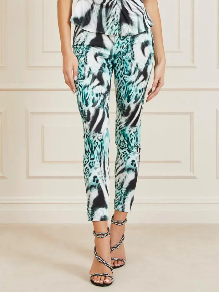 Women Marciano Animalier Denim Pant Blue Multi Guess Skinny