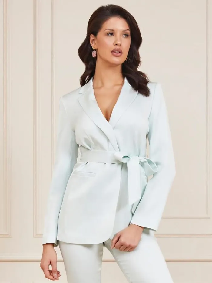 Women Marciano Belted Blazer Baby Blue Guess Coats And Jackets