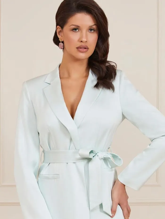 Women Marciano Belted Blazer Baby Blue Guess Coats And Jackets