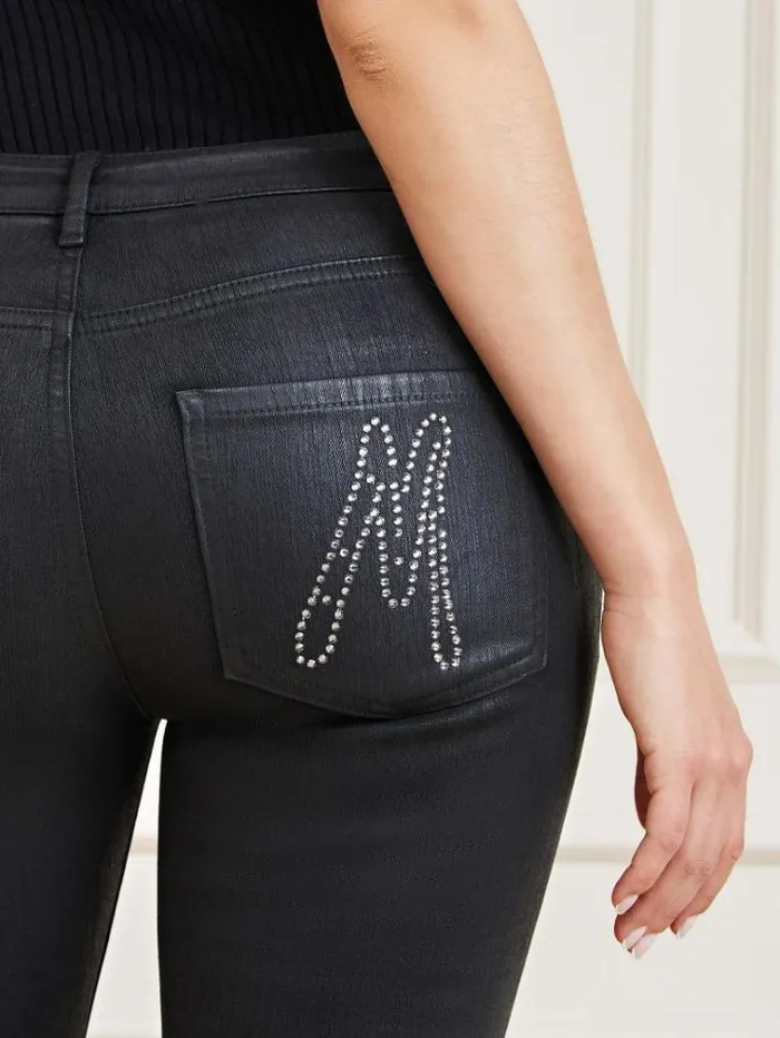 Women Marciano Bootcut Denim Pants Black Guess Flared And Bootcut