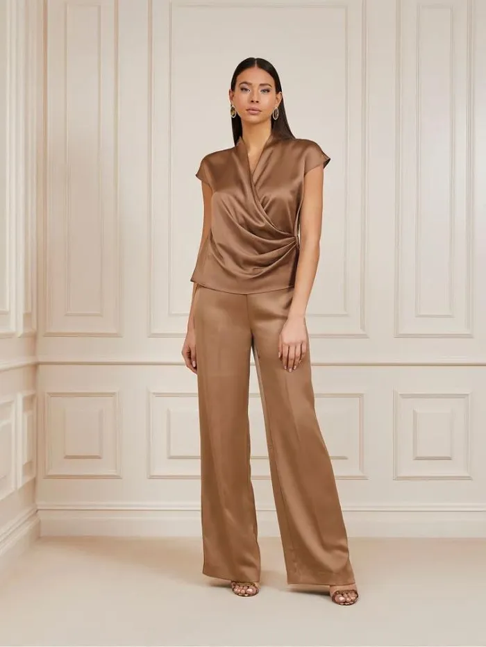 Women Marciano Chain Satin Pants Light Brown Guess Trousers