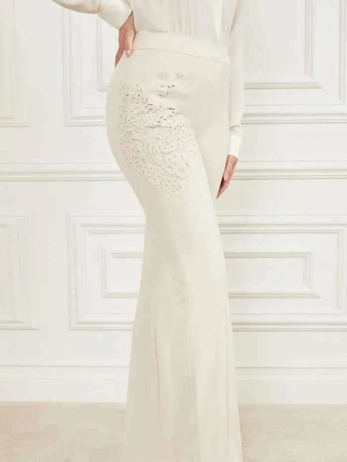 Women Marciano Embroidery Pants White Guess Trousers