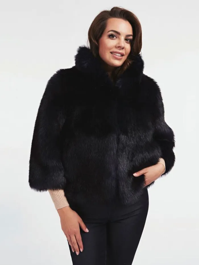 Women Marciano Faux Fur Jacket Dark Blue Guess Coats And Jackets