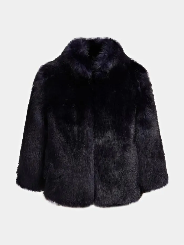 Women Marciano Faux Fur Jacket Dark Blue Guess Coats And Jackets