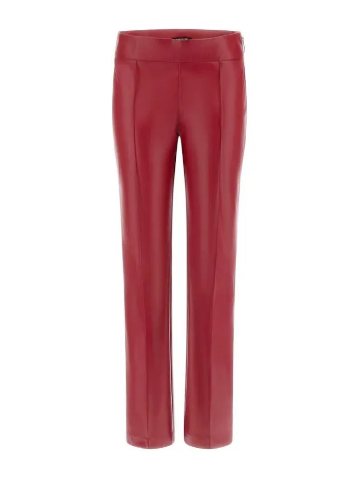 Women Marciano Faux Leather Pant Red Guess Trousers