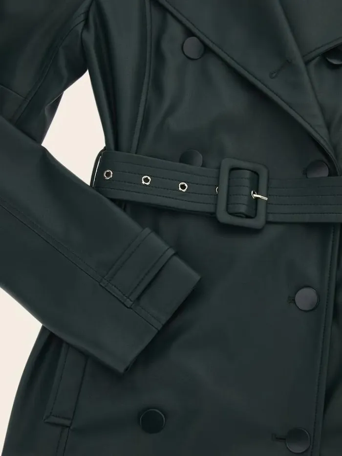 Women Marciano Faux Leather Trench Green Guess Coats And Jackets
