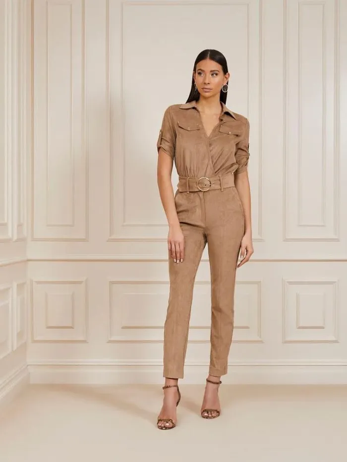 Women Marciano Faux Suede Body Light Brown Guess Tops And Shirts