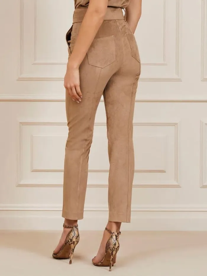 Women Marciano Faux Suede Pants Light Brown Guess Trousers