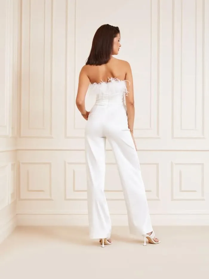 Women Marciano Feathers Jumpsuit White Guess Dresses And Jumpsuits