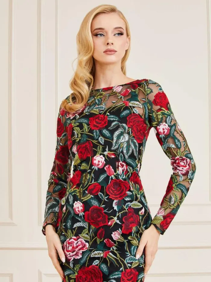 Women Marciano Floral Embroidery Mini Dress Multicolor Pattern Guess Dresses And Jumpsuits