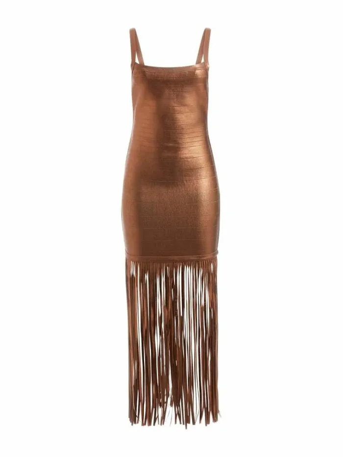 Women Marciano Fringes Dress Bronze Guess Dresses And Jumpsuits