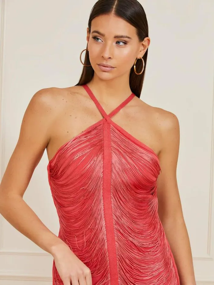 Women Marciano Fringes Dress Red Guess Dresses And Jumpsuits