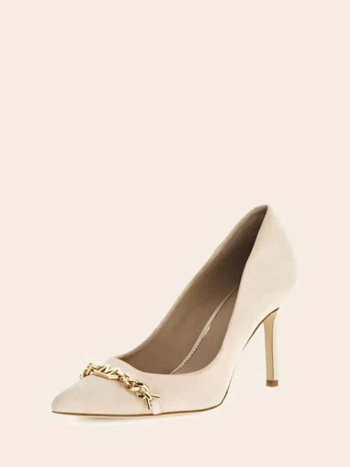 Women Marciano Front Chain Pump White Guess Heels