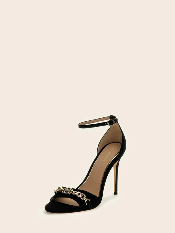 Women Marciano Front Chain Sandal Black Guess Heels