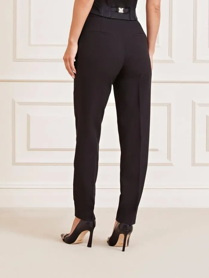 Women Marciano Front Pleats Pants Black Guess Trousers