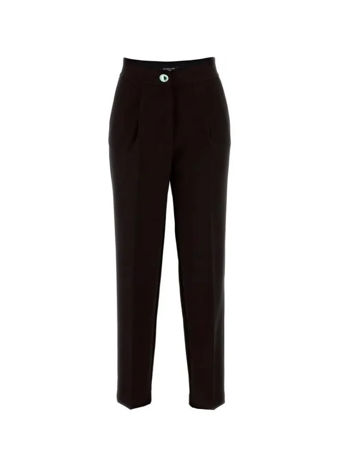 Women Marciano Front Pleats Pants Black Guess Trousers