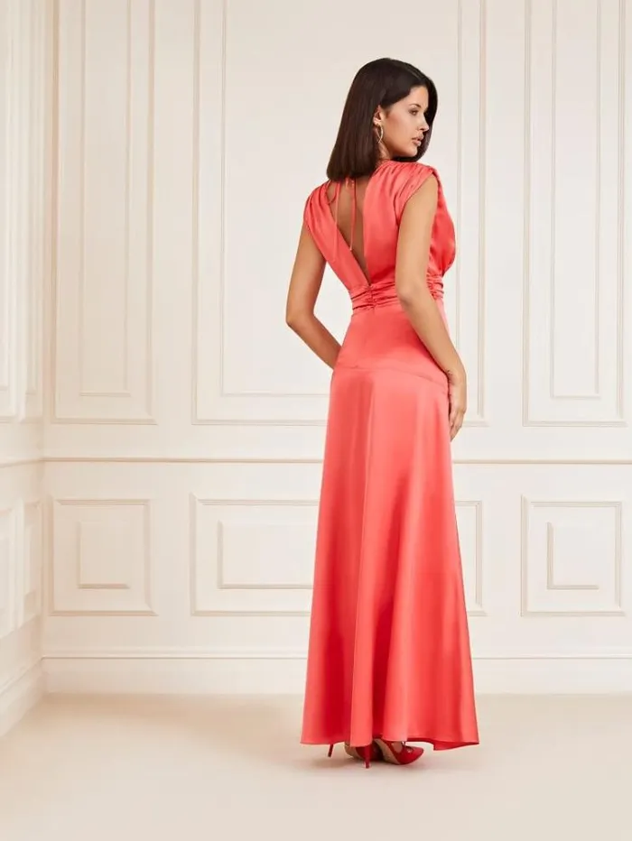 Women Marciano Front Slit Maxi Dress Red Guess Dresses And Jumpsuits