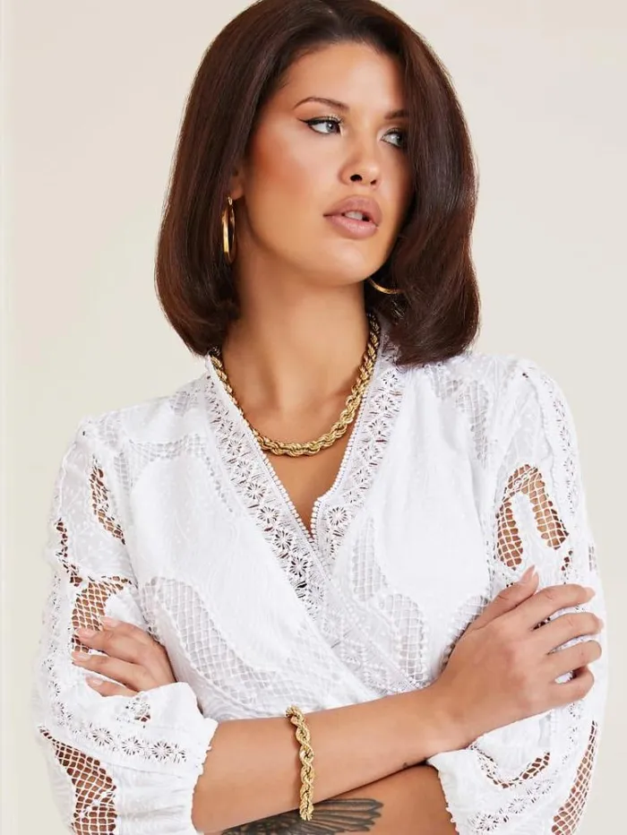Women Marciano Geometric Embroidery Dress White Guess Dresses And Jumpsuits