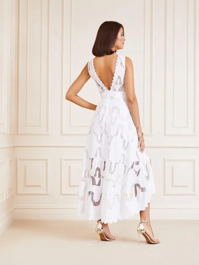 Women Marciano Geometric Embroidery Maxi Dress White Guess Dresses And Jumpsuits