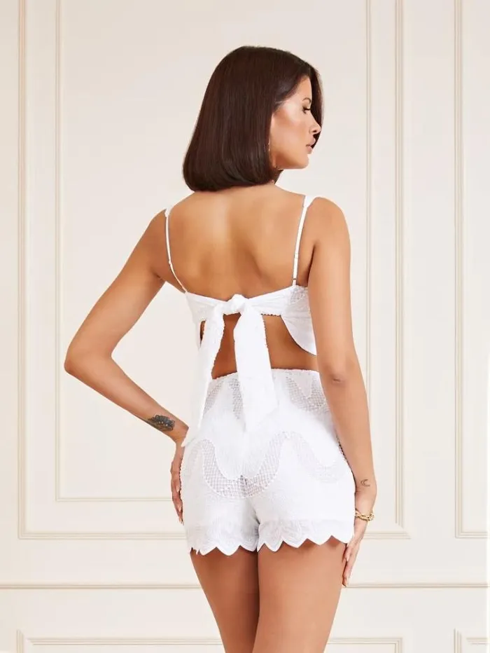 Women Marciano Geometric Embroidery Top White Guess Tops And Shirts