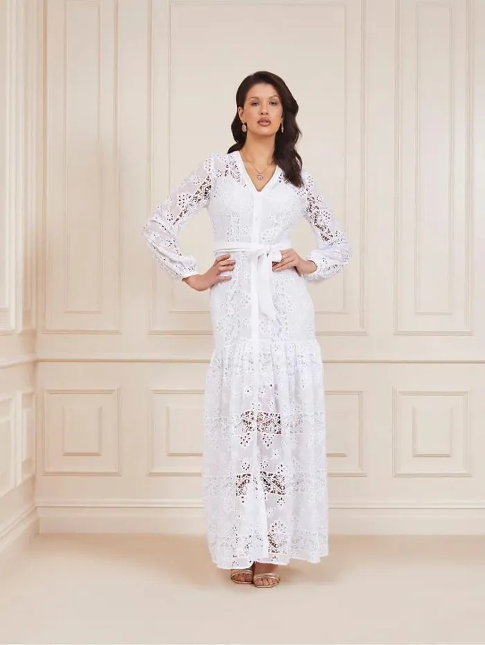 Women Marciano Geometric Lace Dress White Guess Dresses And Jumpsuits