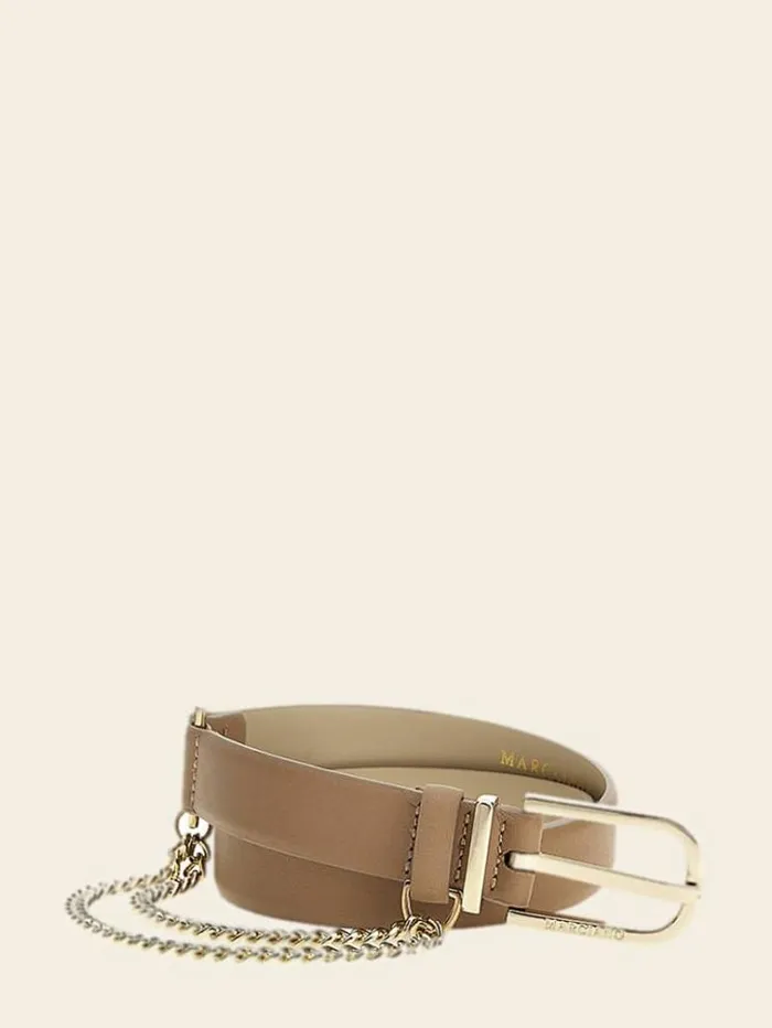 Women Marciano Leather Belt Light Brown Guess Belts