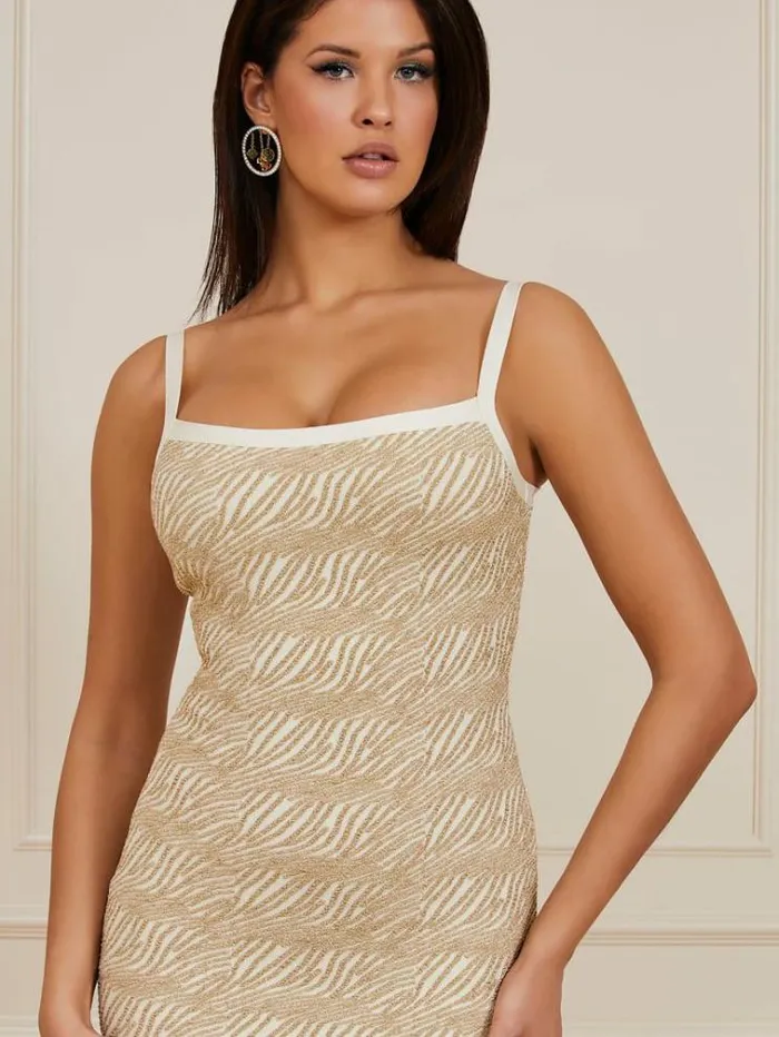Women Marciano Lurex Dress Beige Guess Dresses And Jumpsuits