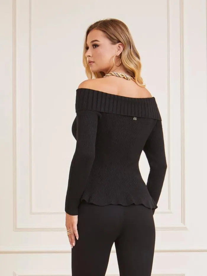 Women Marciano Oneshoulder Sweater Black Guess Knitwear And Sweatshirts
