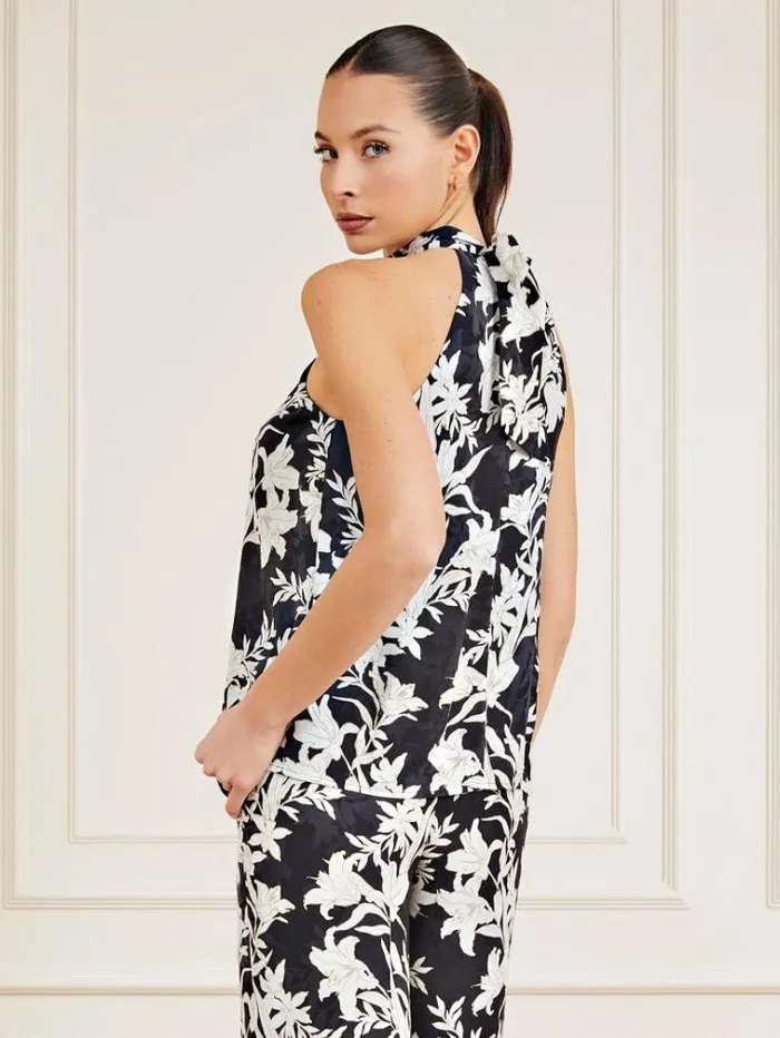 Women Marciano Print Top Black Multi Guess Tops And Shirts