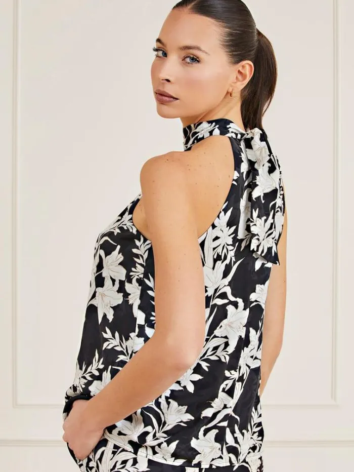 Women Marciano Print Top Black Multi Guess Tops And Shirts