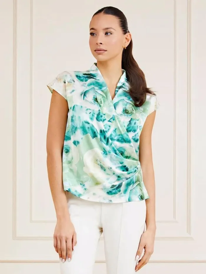Women Marciano Print Top Green Multi Guess Tops And Shirts