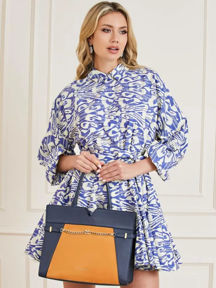 Women Marciano Real Leather Handbag Blue Guess Handbags