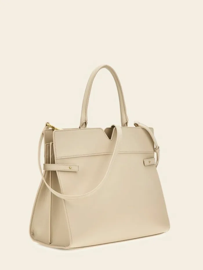 Women Marciano Real Leather Handbag Cream Guess Handbags