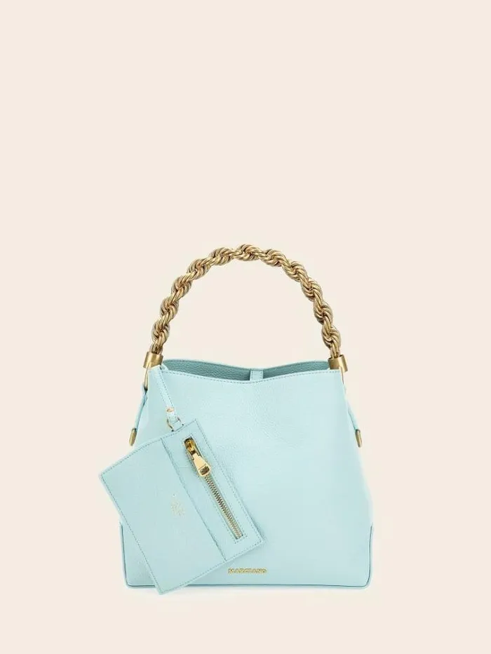 Women Marciano Real Leather Hobo Handbag Light Blue Guess Handbags