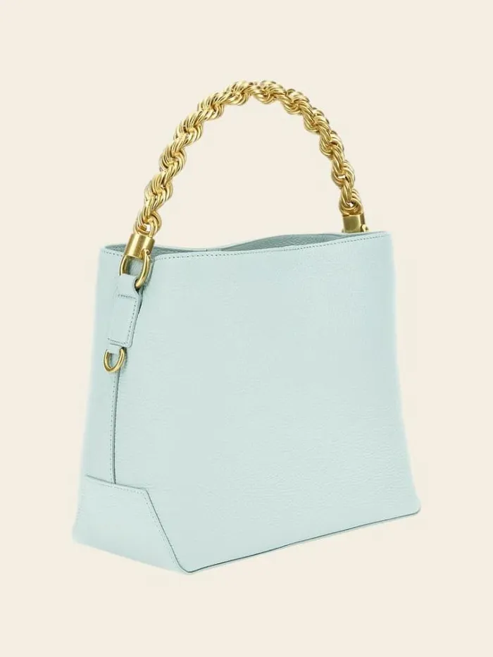 Women Marciano Real Leather Hobo Handbag Light Blue Guess Handbags