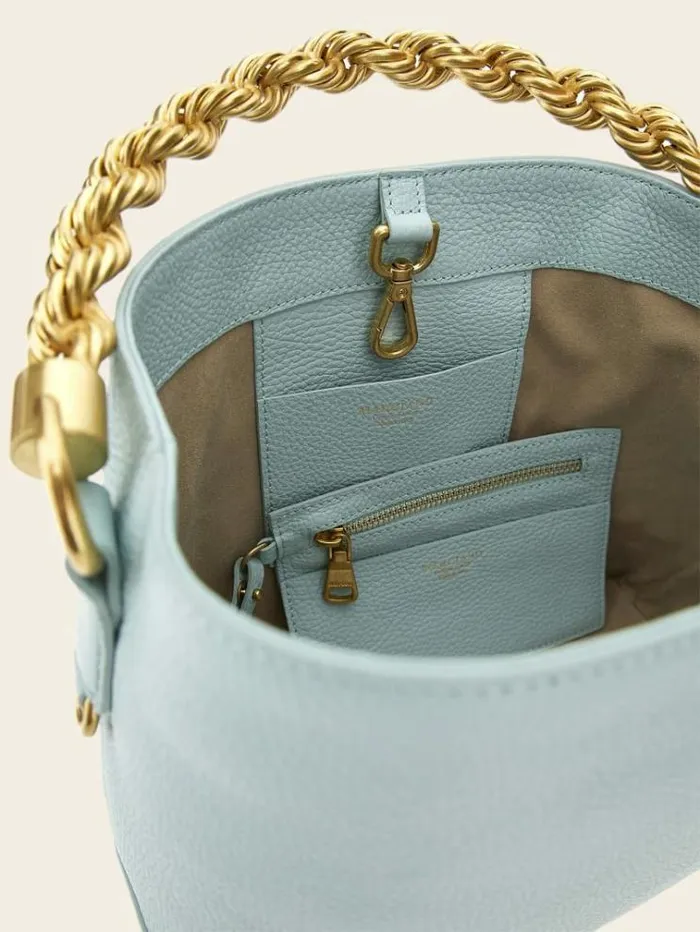Women Marciano Real Leather Hobo Handbag Light Blue Guess Handbags