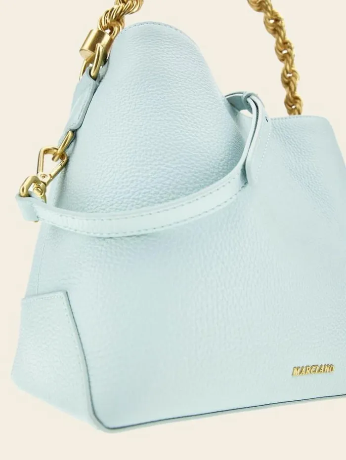 Women Marciano Real Leather Hobo Handbag Light Blue Guess Handbags
