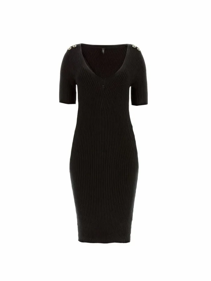 Women Marciano Rib Knit Dress Black Guess Dresses And Jumpsuits